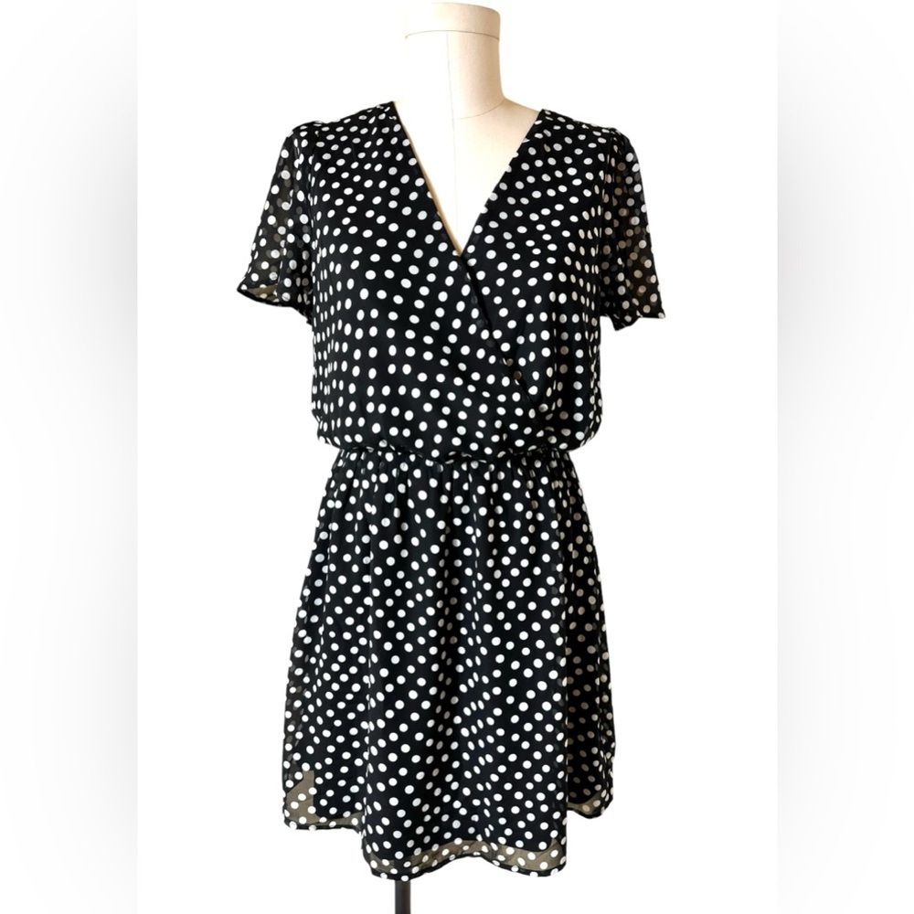 NWT Brixon Ivy Wesley Polka Dot Print Dress, Black and White, Size Medium - Picture 3 of 13